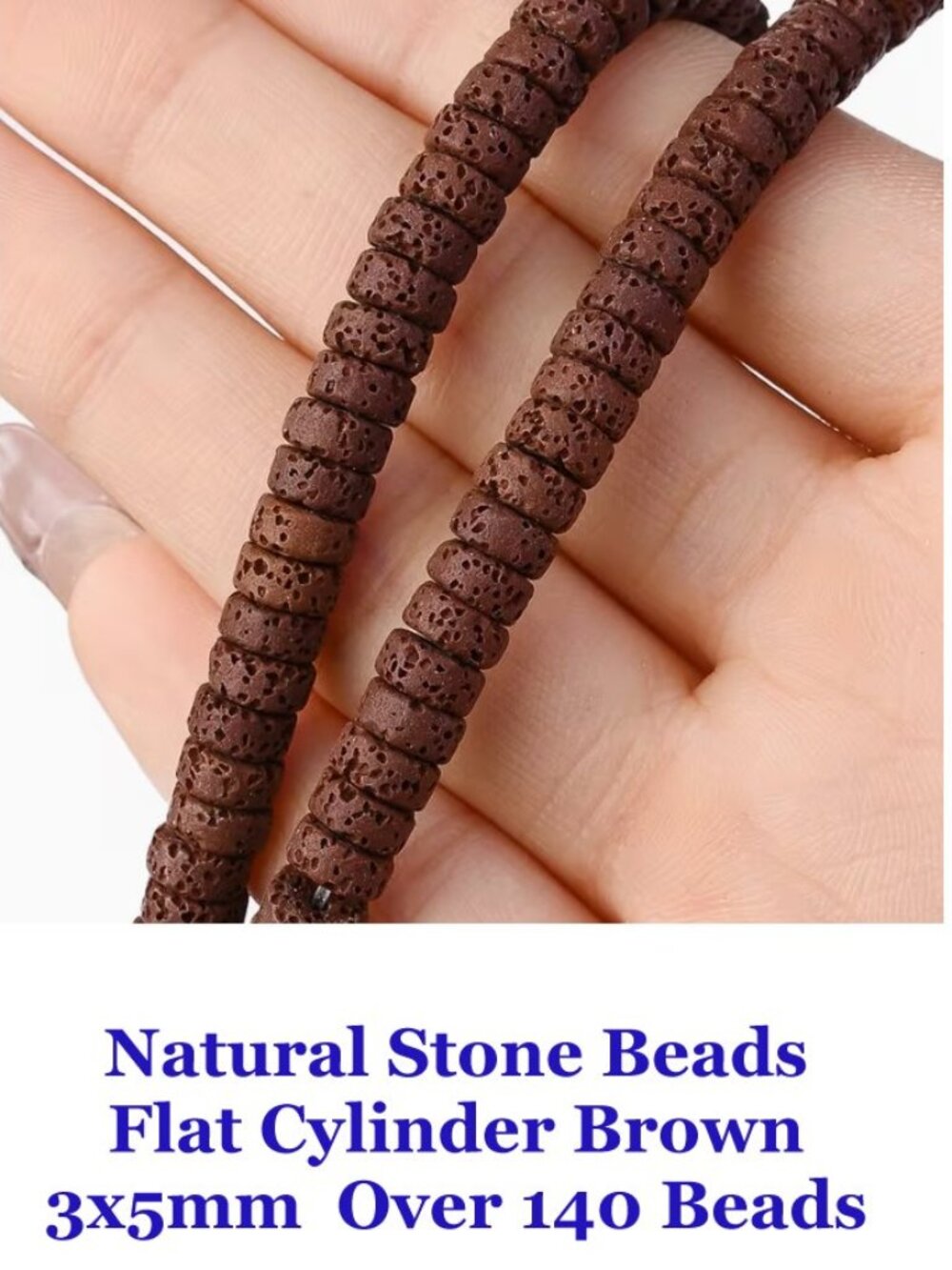Natural Stone Beads Flat Cylinder Brown 3x5mm  Over 140 Beads